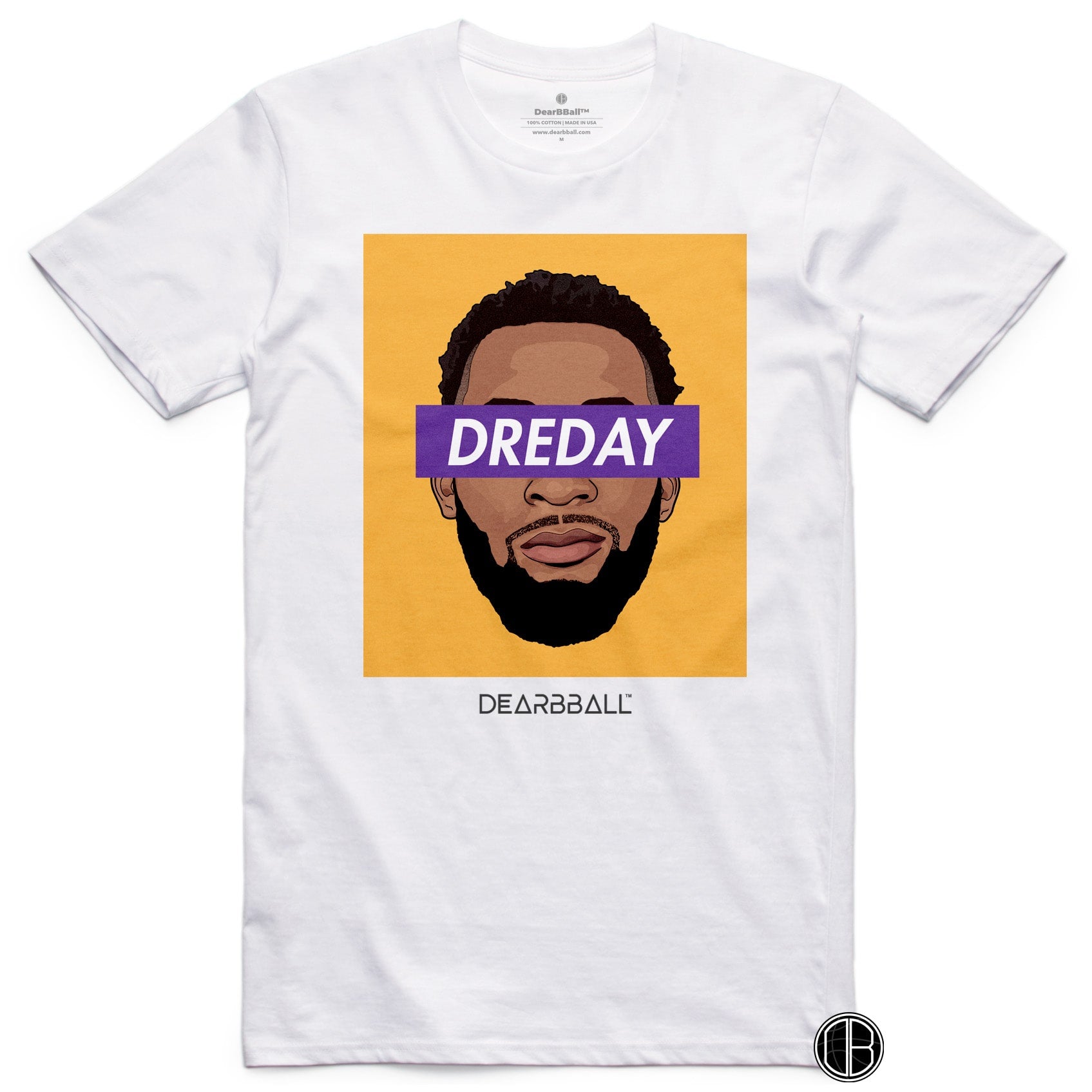 Andre Drummond T-Shirt - DRE DAY Yellow Los Angeles Lakers Basketball Dearbball white