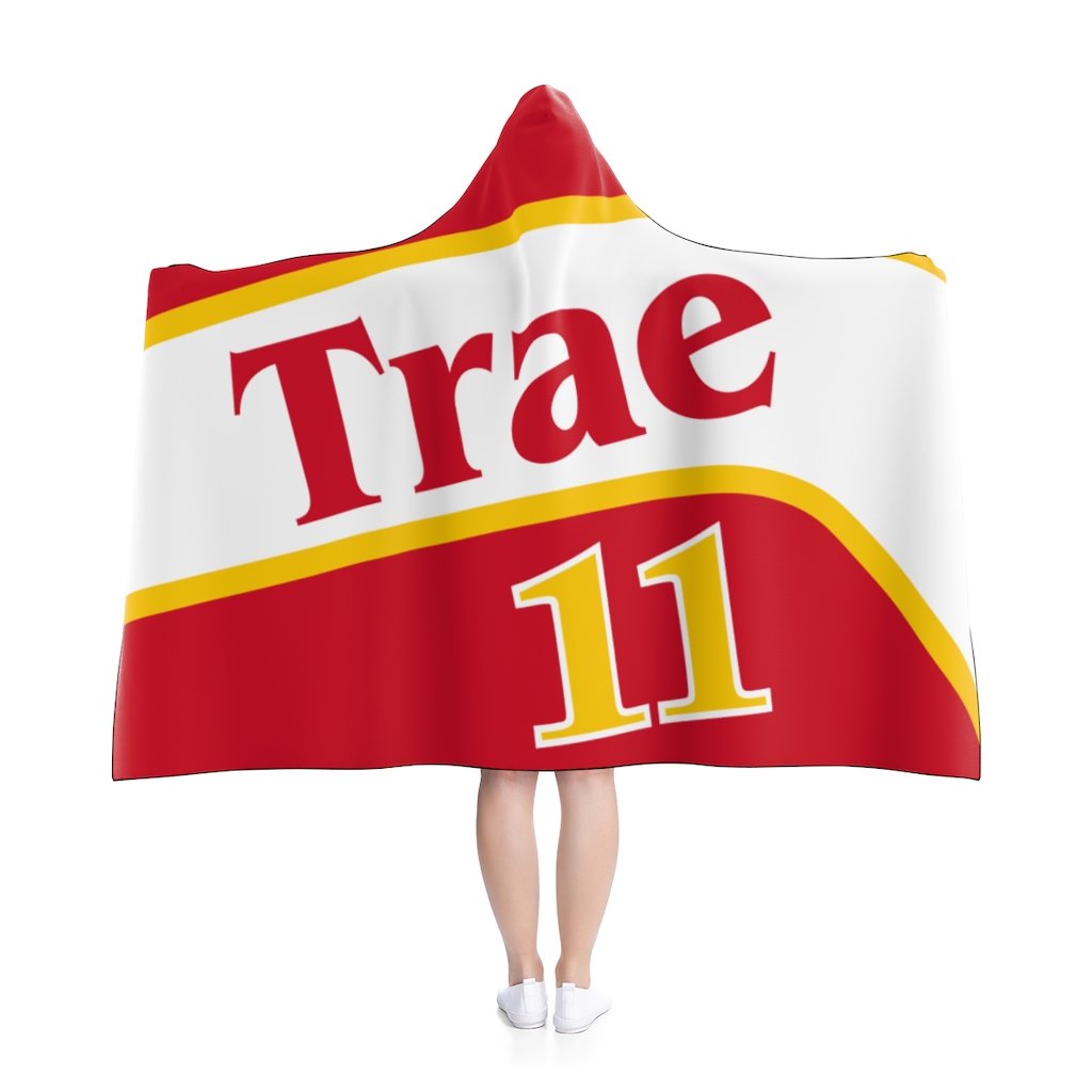 Trae Young Hooded Blanket - 11 Hawks Throwback Red